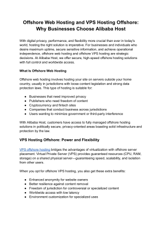 Offshore Web Hosting and VPS Hosting Offshore_ Why Businesses Choose Alibaba Host