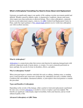 What Is Arthroplasty Everything You Need to Know About Joint Replacement