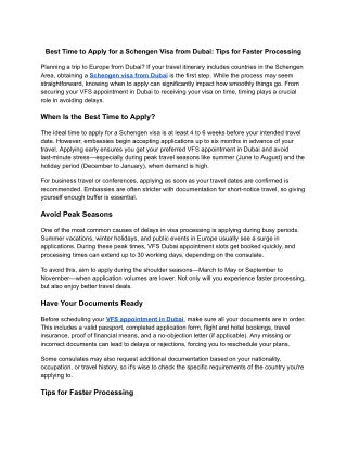 Best Time to Apply for a Schengen Visa from Dubai Tips for Faster Processing