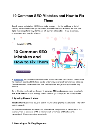 10 Common SEO Mistakes and How to Fix Them