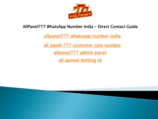 AllPanel777 WhatsApp Number India – Direct Contact Guide