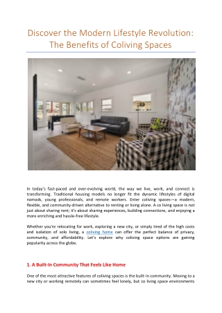 Discover the Modern Lifestyle Revolution The Benefits of Coliving Spaces