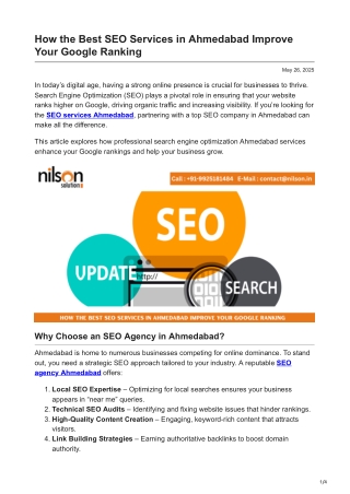 How the Best SEO Services in Ahmedabad Improve Your GoogleRanking