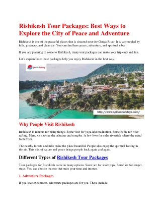 Rishikesh Tour Packages - Best Ways to Explore the City of Peace and Adventure