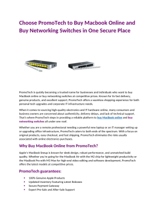 Choose PromoTech to Buy Macbook Online and Buy Networking Switches in One Secure Place
