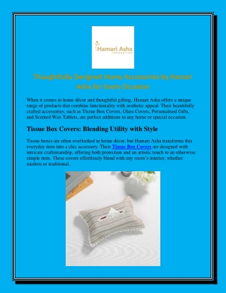 Thoughtfully Designed Home Accessories by Hamari Asha for Every Occasion