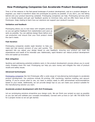 How Prototyping Companies Can Accelerate Product Development