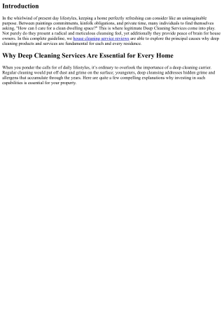 Why Deep Cleaning Services Are Essential for Every Home