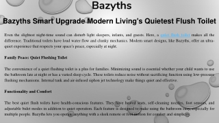 Bazyths Smart Upgrade Modern Living's Quietest Flush Toilet