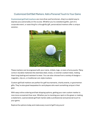 Customized Golf Ball Markers Add a Personal Touch to Your Ga