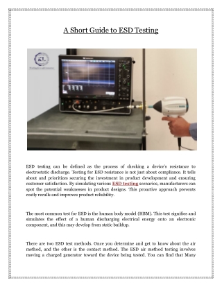 A Short Guide to ESD Testing