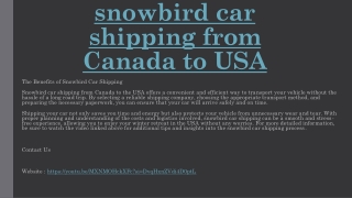 snowbird car shipping from Canada to USA