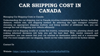 car shipping cost in Canada