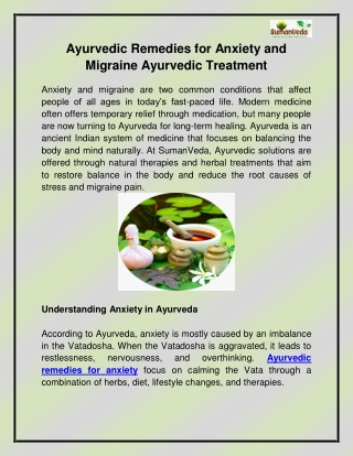 Ayurvedic remedies for anxiety