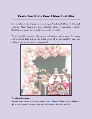Elevate Your Events: Favor & Decor Inspiration