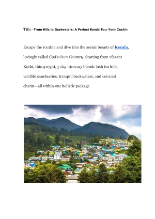 Kerala Tour Package from Cochin