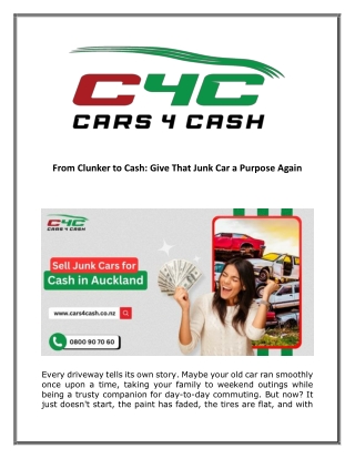 Best Cash for Junk Cars in Auckland