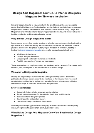 Design Asia Magazine_ Your Go-To Interior Designers Magazine for Timeless Inspiration