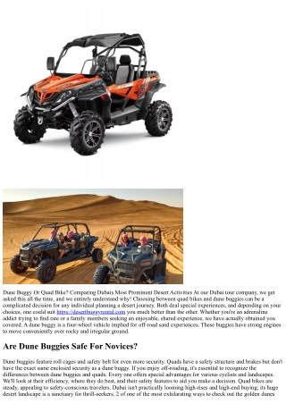 Dune Buggy Vs Quad Biking: Uae Adventure Overview