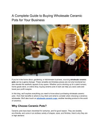 A Complete Guide to Buying Wholesale Ceramic Pots for Your Business