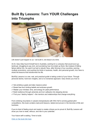 Built By Lessons Turn YOUR Challenges into Triumphs