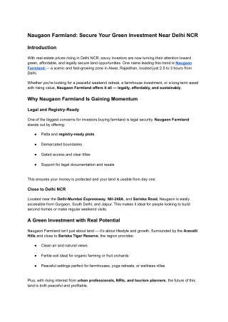 Naugaon Farmland_ Secure Your Green Investment Near Delhi NCR