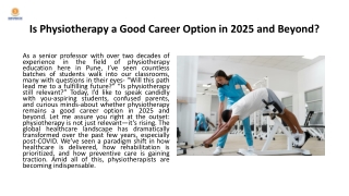 Is Physiotherapy a Good Career Option in 2025 and Beyond