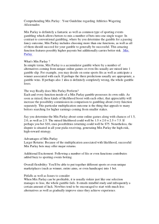 Comprehending Mix Parlay  Your Guideline regarding Athletics Wagering Aficionados