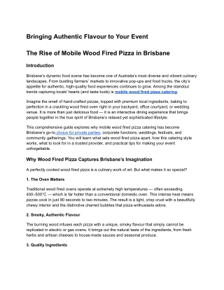 Bringing Authentic Flavour to Your Event - Mobile Wood Fired Pizza in Brisbane