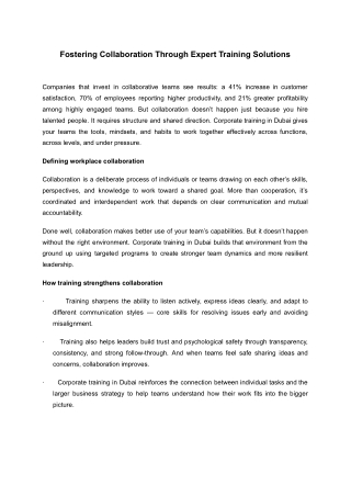 Fostering Collaboration Through Expert Training Solutions