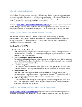 Best Press Release Distribution Services with IMCWire Solutions