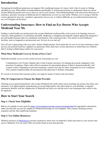 Understanding Insurance: How to Find an Eye Doctor Who Accepts Medicaid Near Me