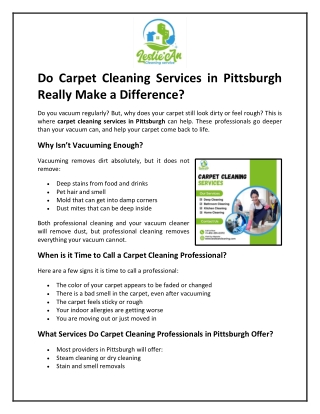 Do Carpet Cleaning Services in Pittsburgh Really Make a Difference?