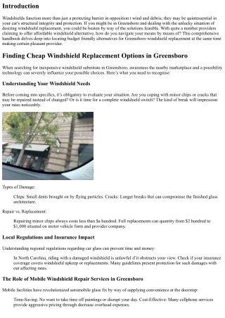 Finding Cheap Windshield Replacement Options in Greensboro
