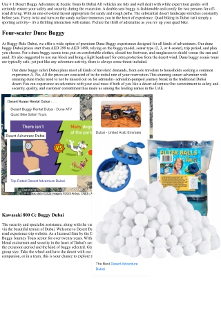 Uae # 1 Dune Buggy Service Excursions