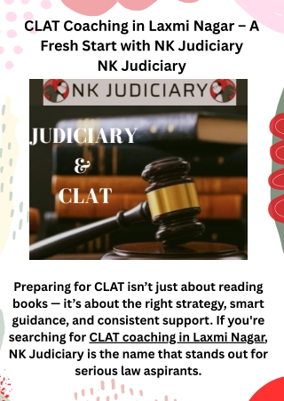 CLAT Coaching in Laxmi Nagar – A Fresh Start with NK Judiciary
