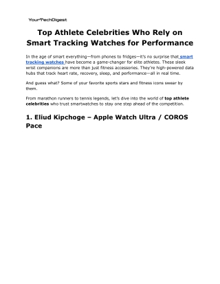 Top Athlete Celebrities Who Rely on Smart Tracking Watches for Performance
