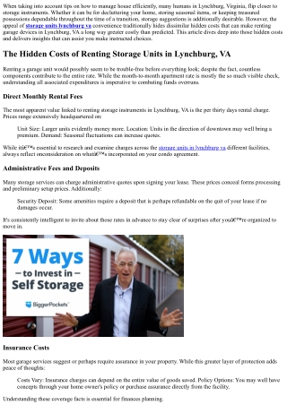 The Hidden Costs of Renting Storage Units in Lynchburg, VA