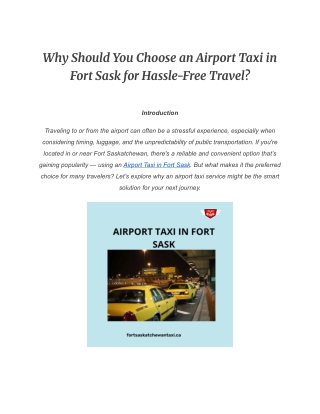 Why Should You Choose an Airport Taxi in Fort Sask for Hassle-Free Travel