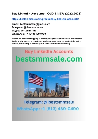 Buy LinkedIn Accounts - OLD & NEW (2022-2025)