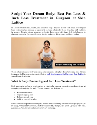 Best Fat Loss & Inch Loss Treatment in Gurgaon at Skin Lattice