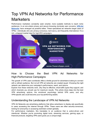 Top VPN Ad Networks for Performance Marketers