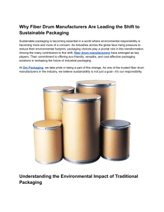 Why Fiber Drum Manufacturers Are Leading the Shift to Sustainable Packaging