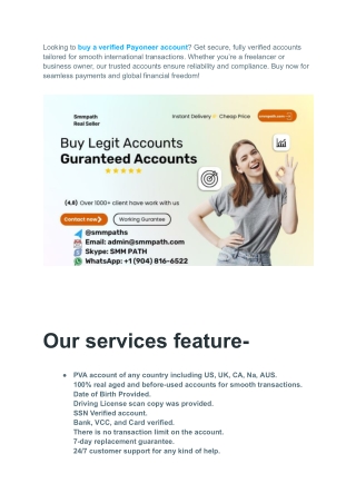 Best 7 Place To Buying, Verified Payoneer Account