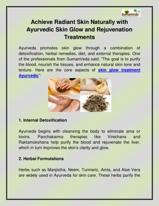 Skin glow treatment Ayurveda