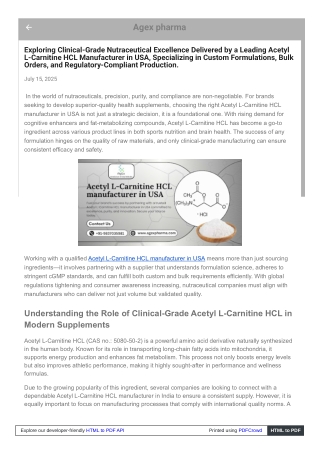 Stay Competitive with Acetyl L-Carnitine HCL manufacturer in USA