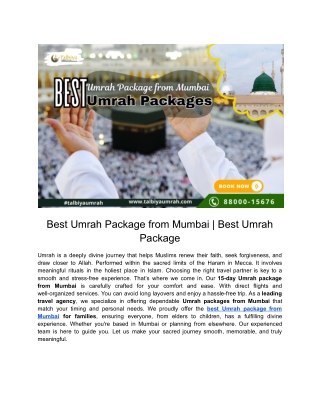 Best Umrah Package from Mumbai - Best Umrah Package