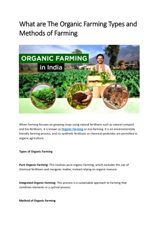 What are The Organic Farming Types and Methods of Farming