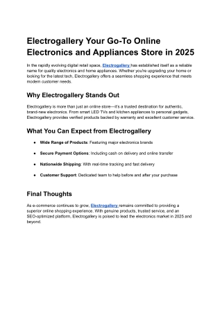 Electrogallery Your Go-To Online Electronics and Appliances Store in 2025