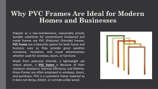 Why PVC Frames Are Ideal for Modern Homes and Businesses